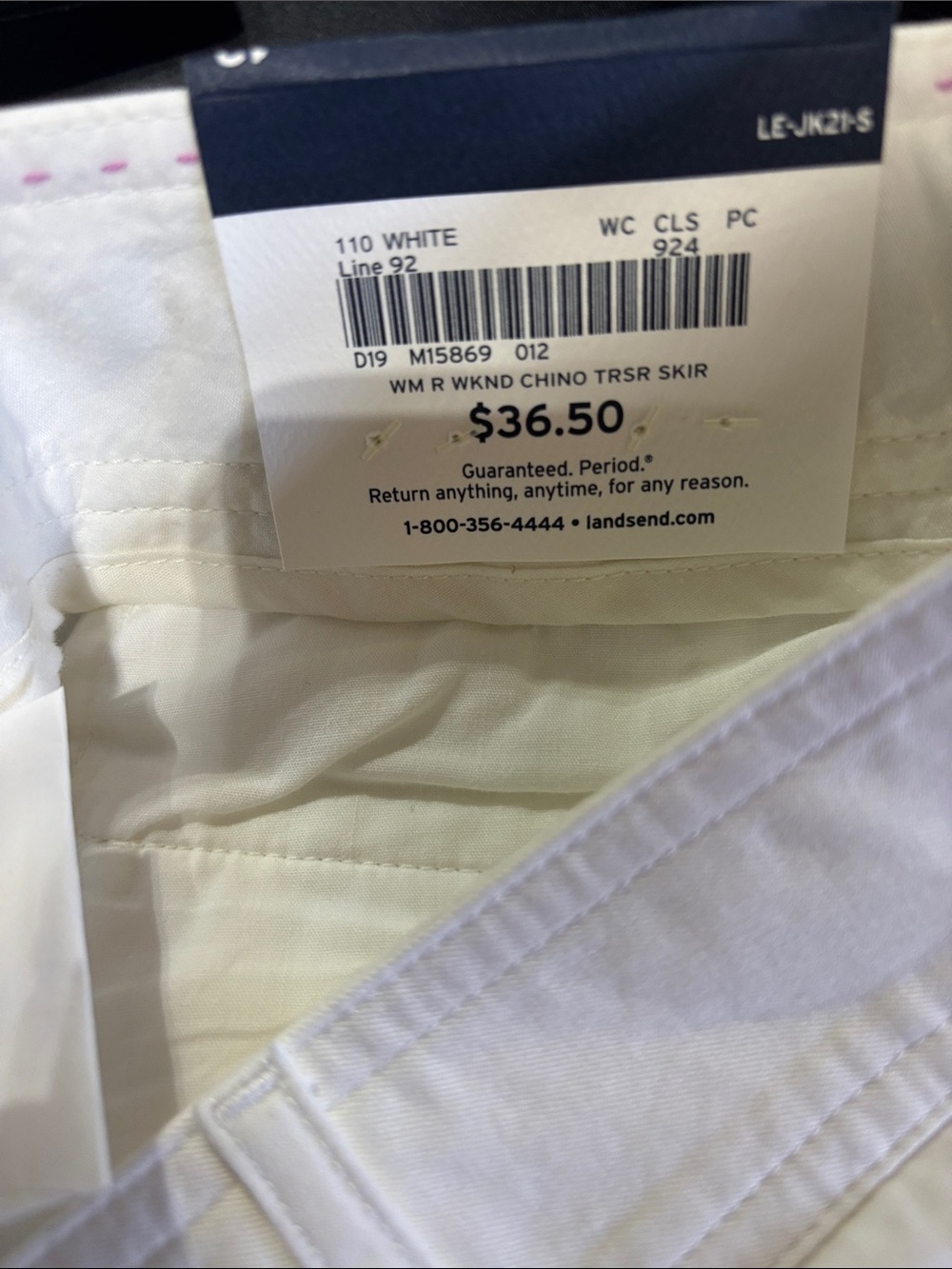 Lands End Chino Pencil,zipper,hip pockets,button back pockets, belt loop,slit - Picture 7 of 9